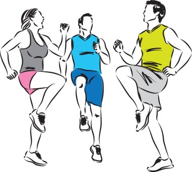 erkek ve kadın koşucular illüstrasyon
