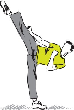 Fitness adam illüstrasyon tekme