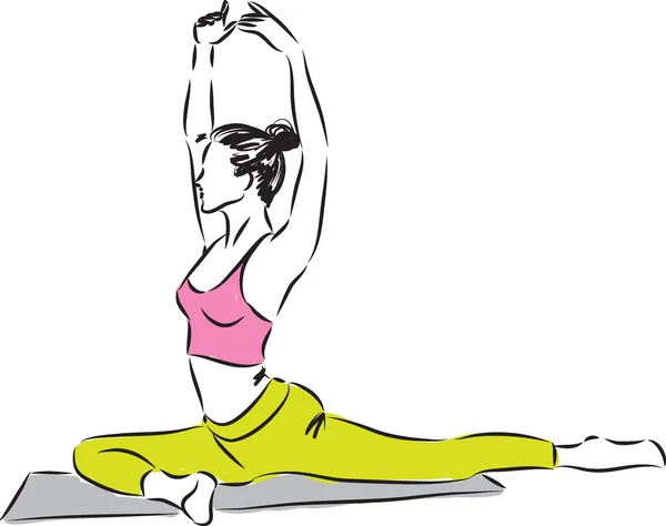 Frau Fitness Stretching Illustration — Stockvektor