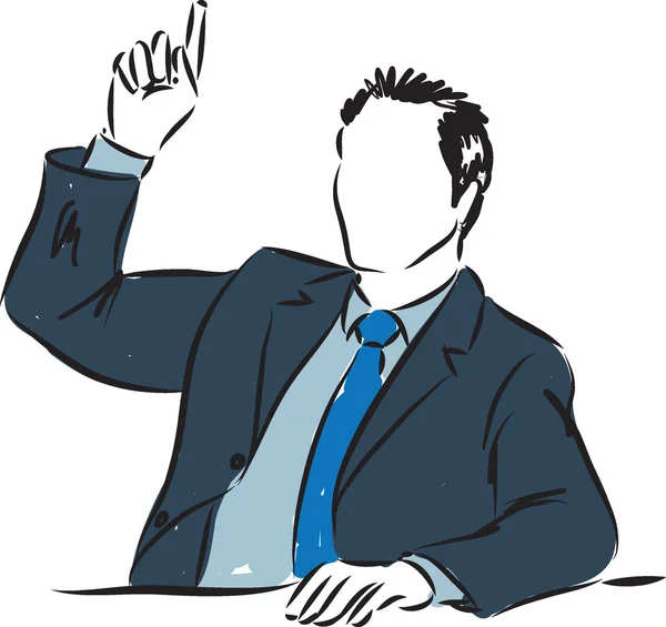 Biznesmen ilustracja podniesienie ręki — Wektor stockowy
