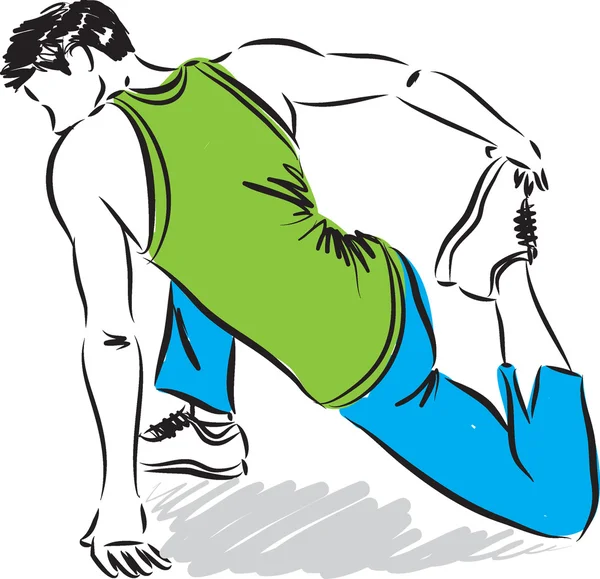 Mann Fitness Stretching Illustration — Stockvektor