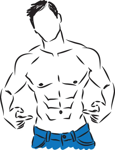 Man fitness showing belly illustration — Stock Vector