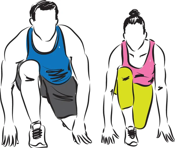 Ilustración de fitness pareja (2 ) — Vector de stock