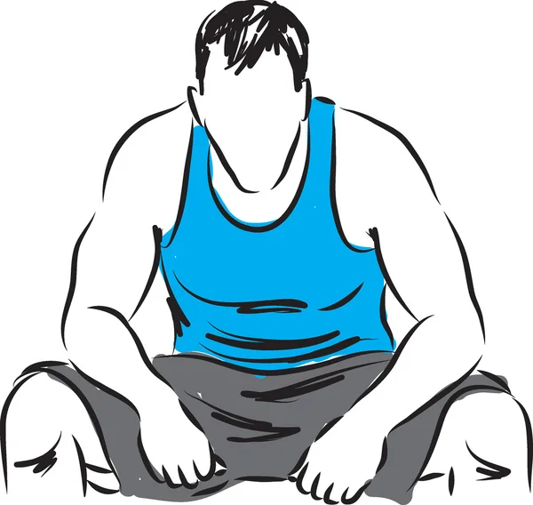 Hombre fitness cansado descanso ilustración — Vector de stock