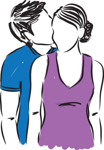 Man vrouw illustratie kussen — Stockvector