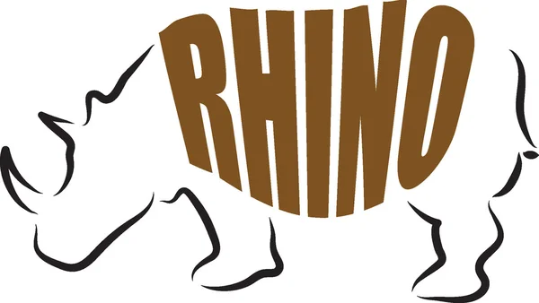 Rhino tekst belettering illustratie — Stockvector