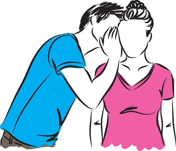 Homme chuchotant femme illustration — Image vectorielle