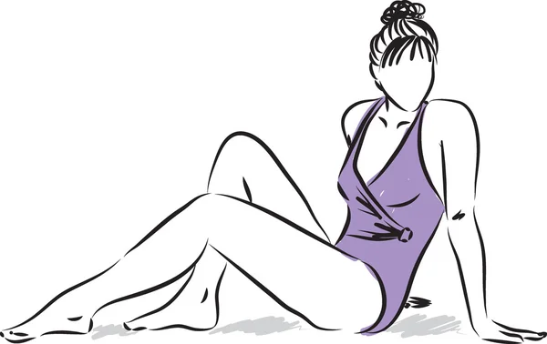 Mulher vestindo roupa de banho ilustração —  Vetores de Stock