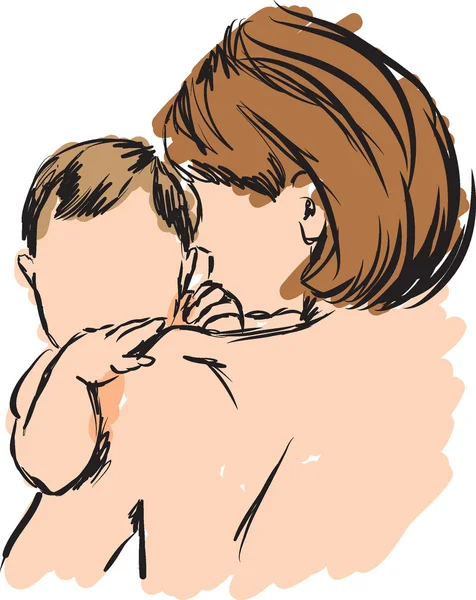Το μωρό και τη μητέρα εικονογράφηση — Διανυσματικό Αρχείο
