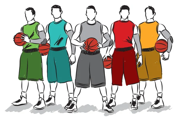 Basket-ball hommes joueurs illustration — Image vectorielle