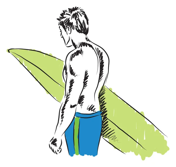 Jongen surfer man illustratie — Stockvector