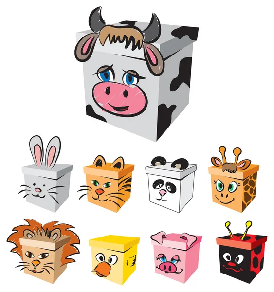 Doboz állatok karakter illusztráció — Stock Vector