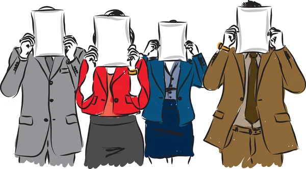 Gente de negocios con hojas blancas de ilustración de papel — Archivo Imágenes Vectoriales