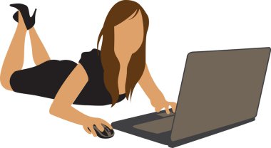  bilgisayar kız kadın illüstrasyon