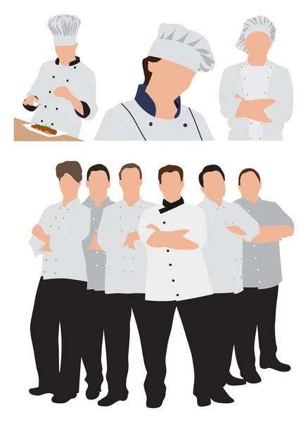 Woman and men chefs illustration — Stock Vector