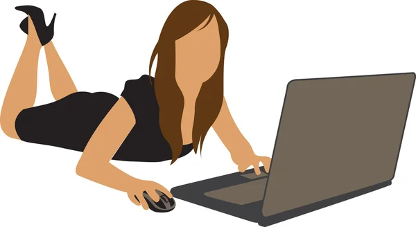 Υπολογιστή κορίτσι γυναίκα εικονογράφηση — Διανυσματικό Αρχείο
