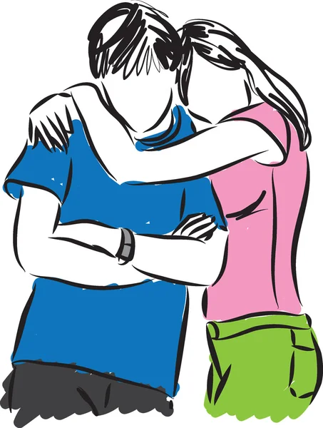 Couple hugging illustration (5) — Stock Vector