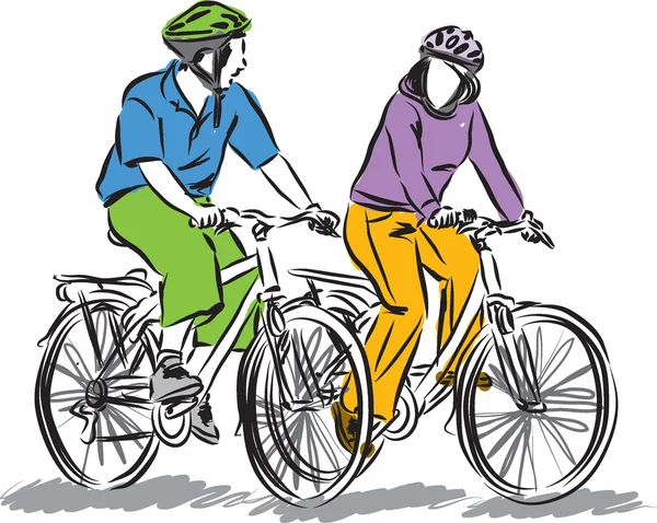 Paar fährt Fahrrad — Stockvektor