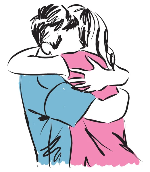 Ζευγάρι άνδρας και η γυναίκα αγκαλιάζει κάθε άλλο εικονογράφηση — Διανυσματικό Αρχείο