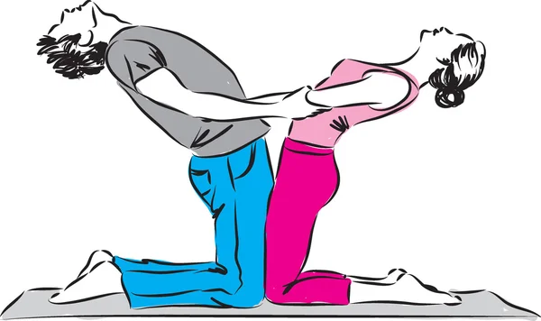 adam ve kadın çift yoga illüstrasyon