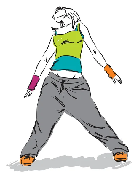 Danseuse hip-hop illustration 2 — Image vectorielle