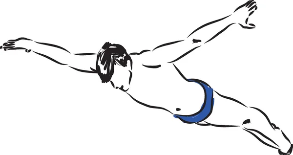 Buceo natación hombre ilustración — Vector de stock