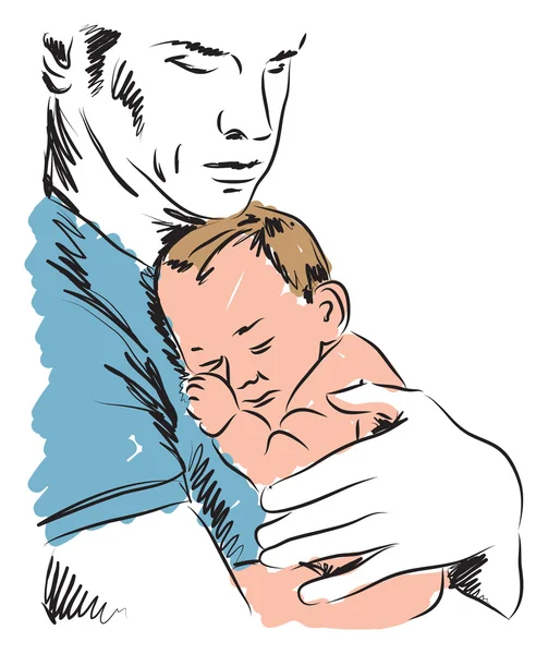 Ilustración de padre y bebé — Vector de stock