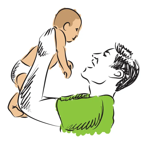 Fader att höja baby illustration — Stock vektor