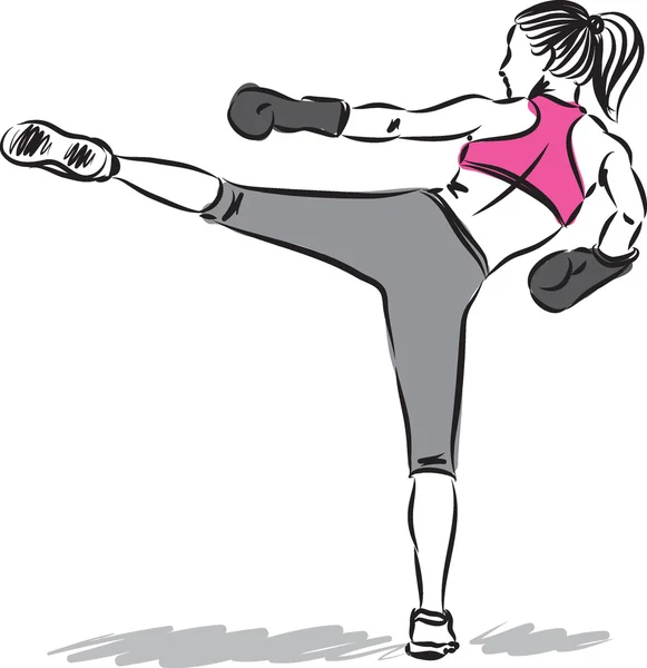 kadın fitness kick boks illüstrasyon