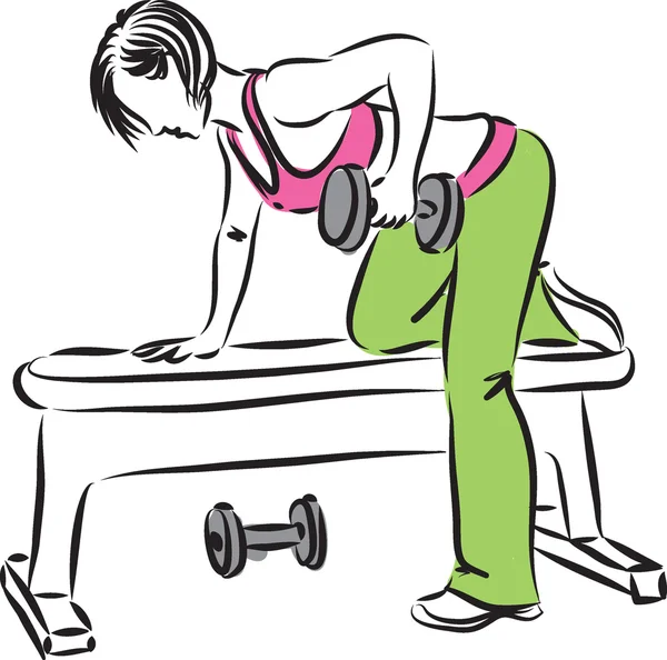 Γυναίκα Γυμναστήριο προπόνηση εικονογράφηση — Διανυσματικό Αρχείο