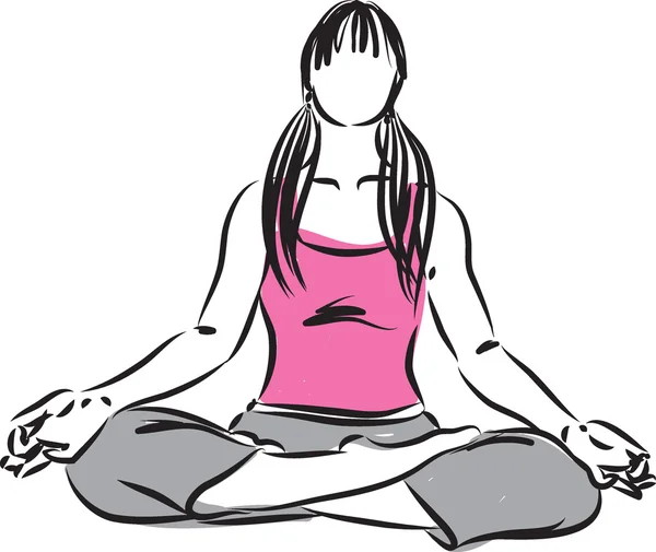 Mujer zen meditación ilustración — Vector de stock