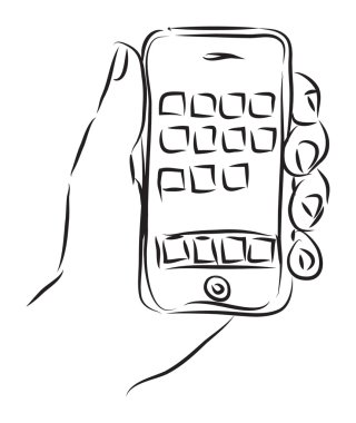 el ile bir telefon illüstrasyon