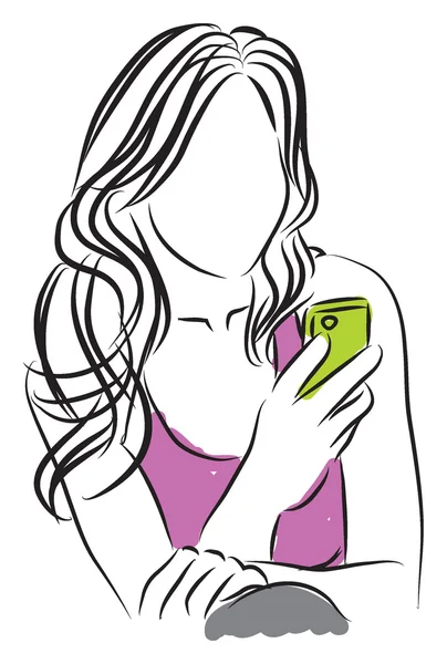 Lány nő egy smartphone illusztráció — Stock Vector