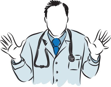  Doktor sürpriz hareket illüstrasyon
