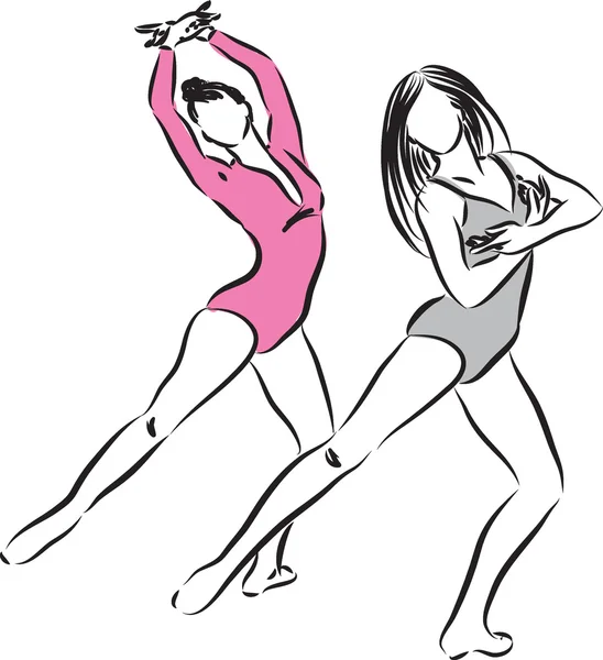 Ballet lichaam vrouwen dansers illustratie — Stockvector