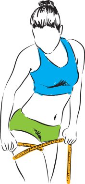  lady measuring leg fitness illustration clipart