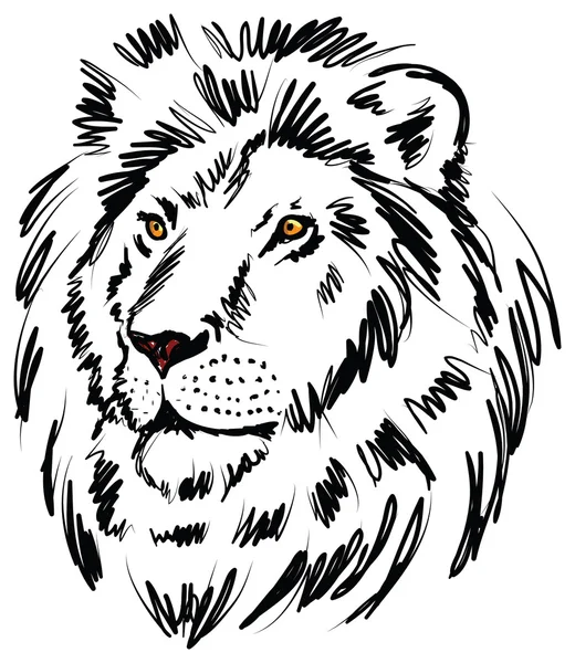 Ręki pędzel rysowania ilustracja lew — Wektor stockowy
