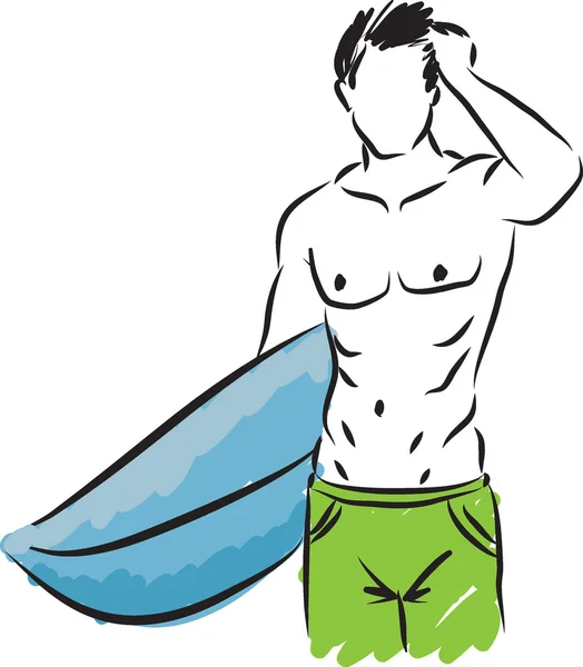 Surfer gars modélisation illustration — Image vectorielle