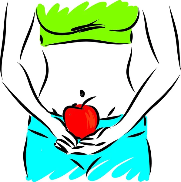 营养概念妇女与苹果小吃病媒图解 — 图库矢量图片