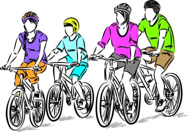 Motosiklet vektör illüstrasyonunda aktif aile