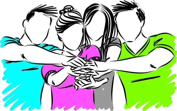 Friendship Team Work Teenagers Concept Vector Illustration — Archivo Imágenes Vectoriales