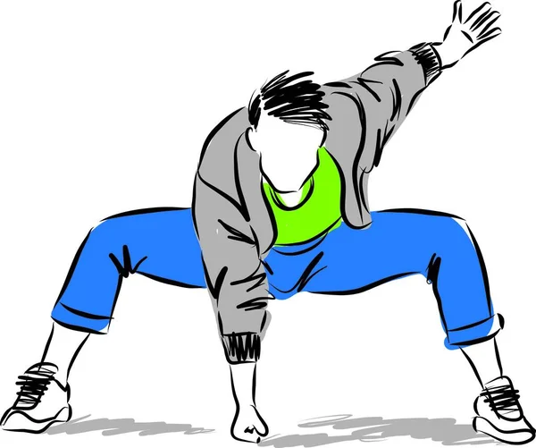 Man Hip Hop Dancer Active Posture Vector Illustration — Stock Vector