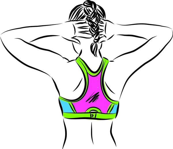 Fitness Frau Mit Sport Stretching Vektor Illustration — Stockvektor