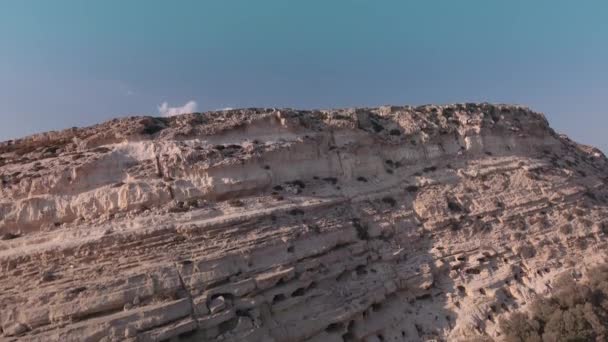 Mediterranean Terrain Greek Beach Rocky Inlet Landscape Drone Shot Aerial — Stock Video