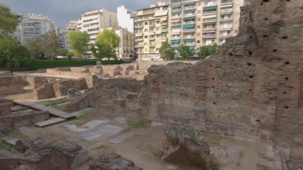 Soluň Řecko Navarinském Náměstí Archeologické Zříceniny Pohled Římské Pozůstatky Paláce — Stock video