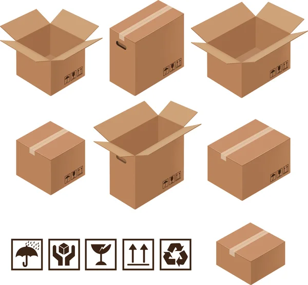 Kartonnen doos en symbolen — Stockvector