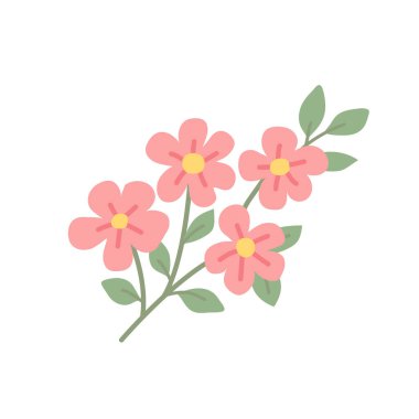 Paskalya çiçeklerinin ve böceklerin beyaz arka planda izole edilmiş düz tarzdaki vektör kümesi.