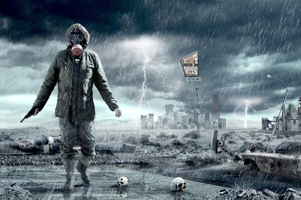 Illustration of an Apocalypse postnuclear Doomsday scenario.