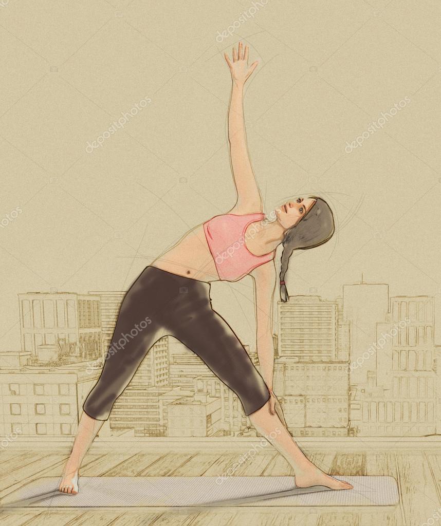 Woman Triangle Yoga Vector & Photo (Free Trial) | Bigstock