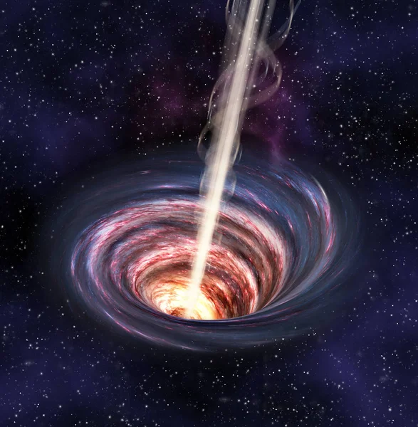 Agujero Negro Una Nebulosa Campo Gravitacional Con Haz Energía Renderizado — Foto de Stock